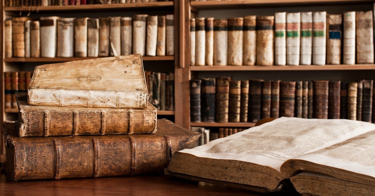 Old books in a library