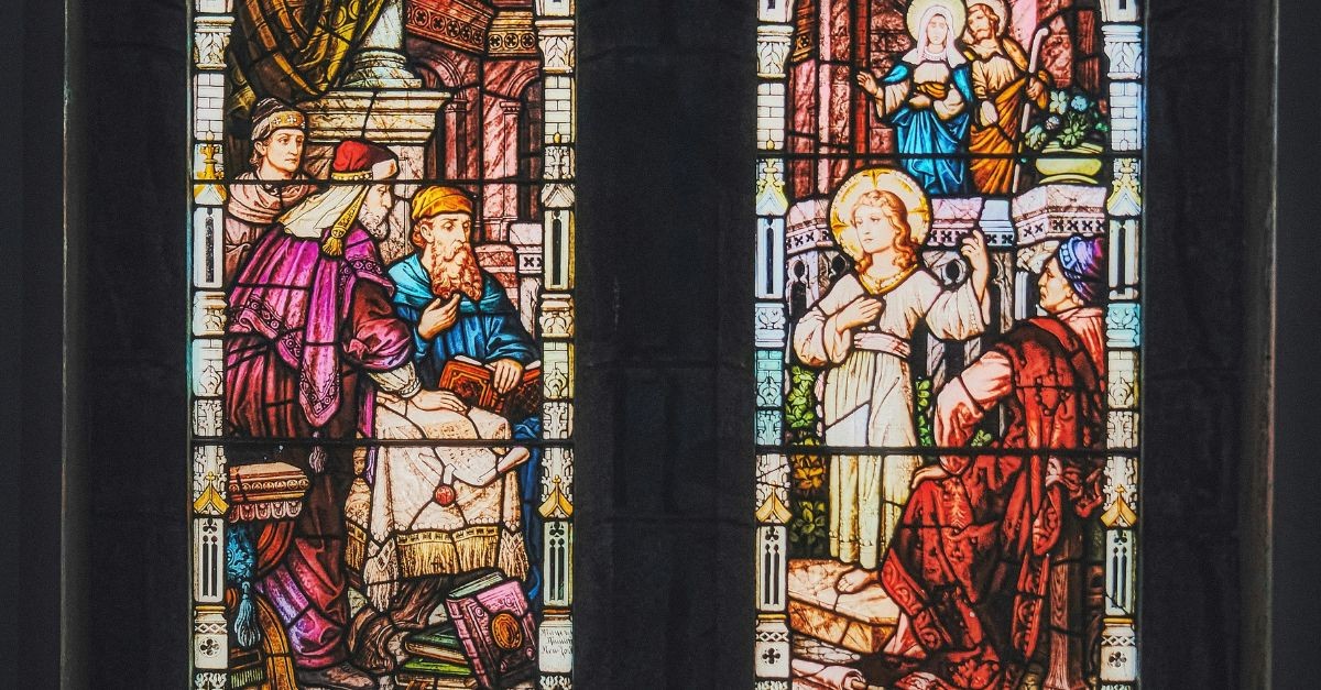 Stained Glass of Jesus Teaching at Passover